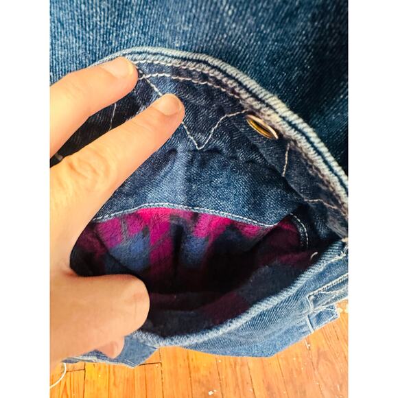 Vintage CURRENT SEEN Women’s Blue Denim Zip Chore Jean Barn Jacket Shacket sz L - Picture 12 of 13